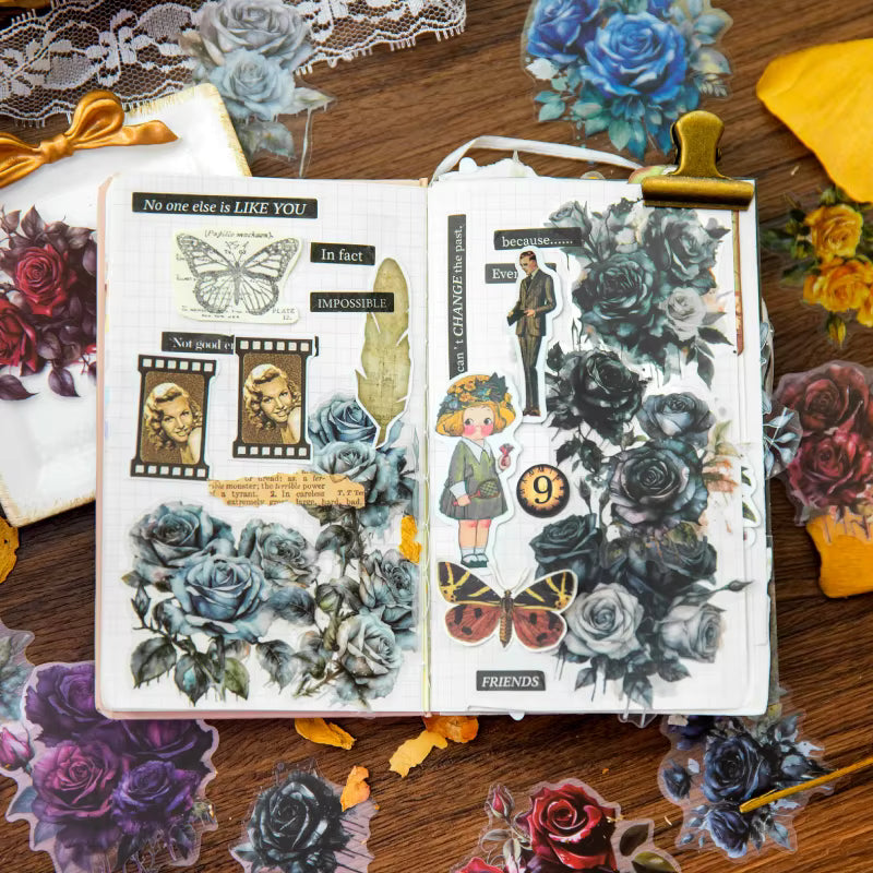 Roses in Bloom 30-Piece Vintage Sticker Pack