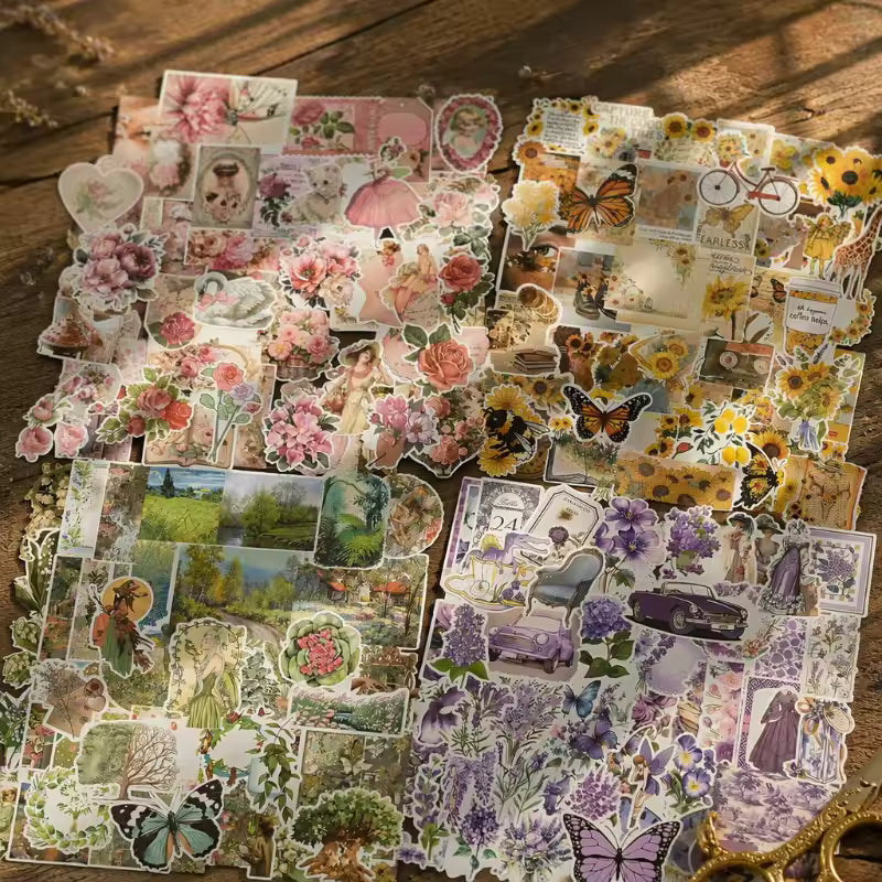 Vintage Aesthetic Ephemera Kit - planner stickers detail