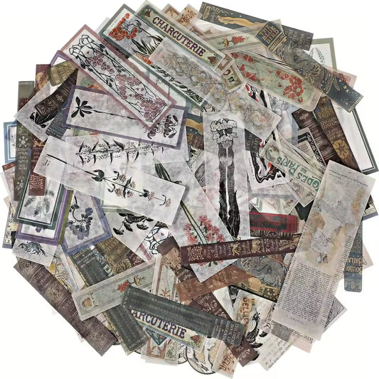 Retro Flower Washi Kit - full 120-piece set overview