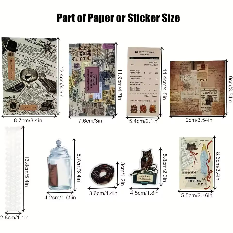 Coffee and bread ephemera kit washi sticker sheets