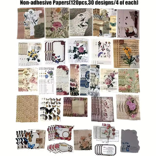 Floral and butterfly ephemera kit PET stickers