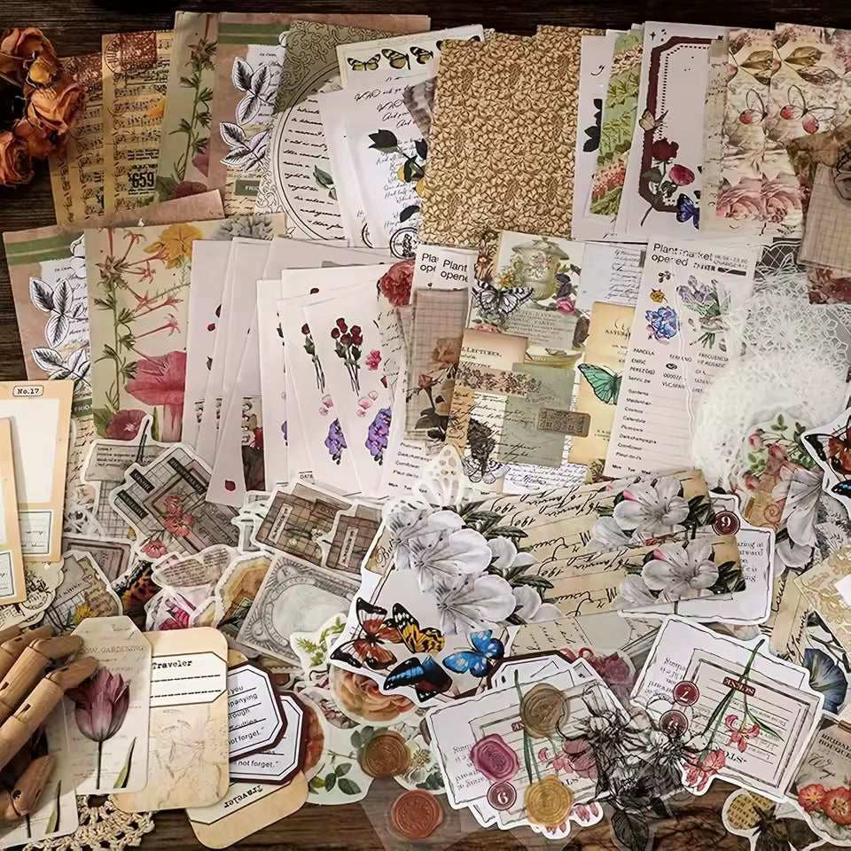 Floral and butterfly ephemera kit full contents