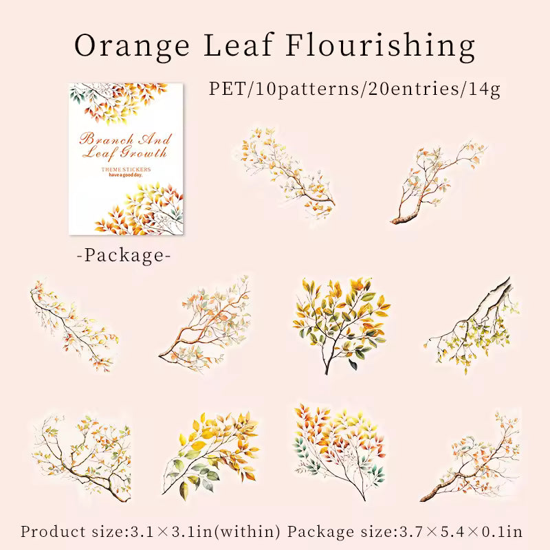 Painted Branches 20-Piece Transparent Sticker Pack