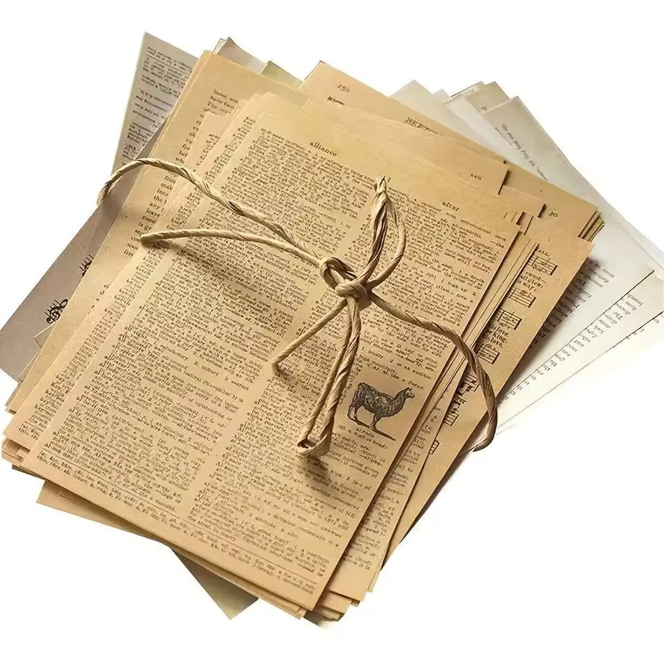 Kraft paper ephemera kit full layout, 114 pieces