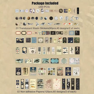 Cosmic ocean ephemera kit washi sticker sheets
