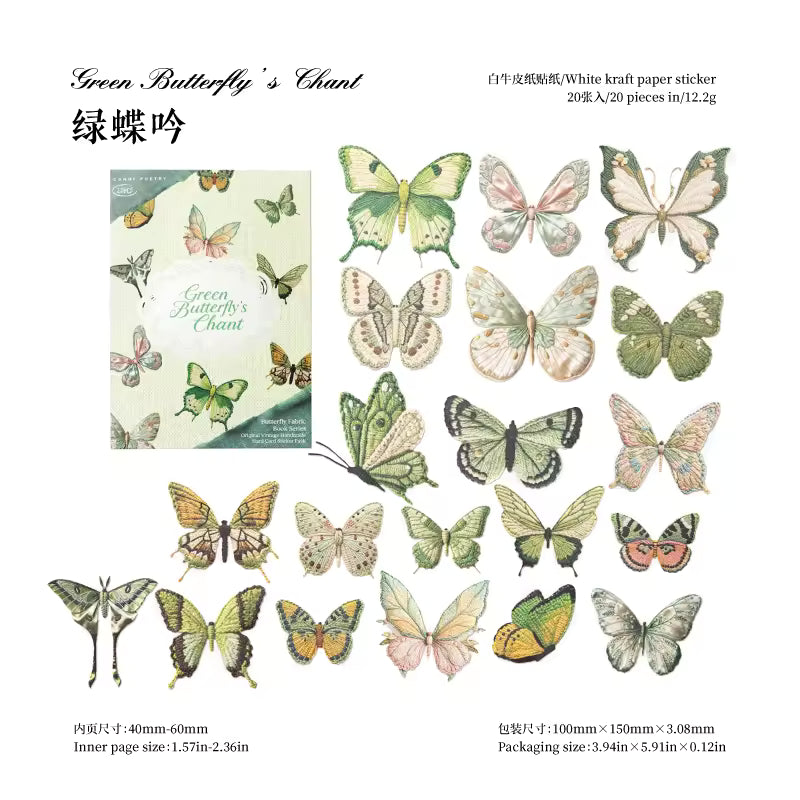 Butterfly Cabinet 20-Piece Vintage Sticker Pack