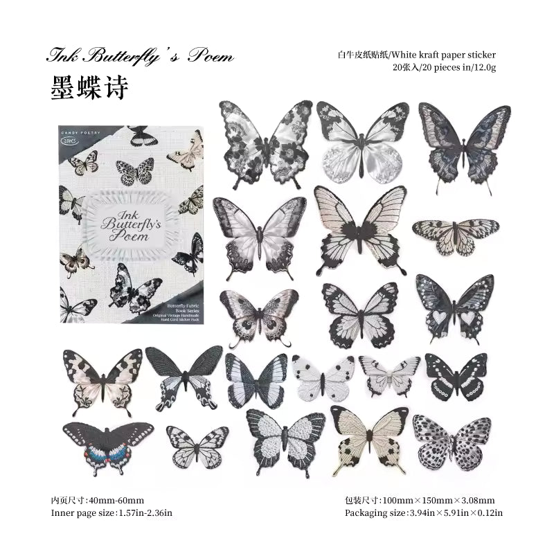 Butterfly Cabinet 20-Piece Vintage Sticker Pack