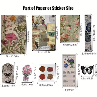 Floral and butterfly ephemera kit washi sticker sheets