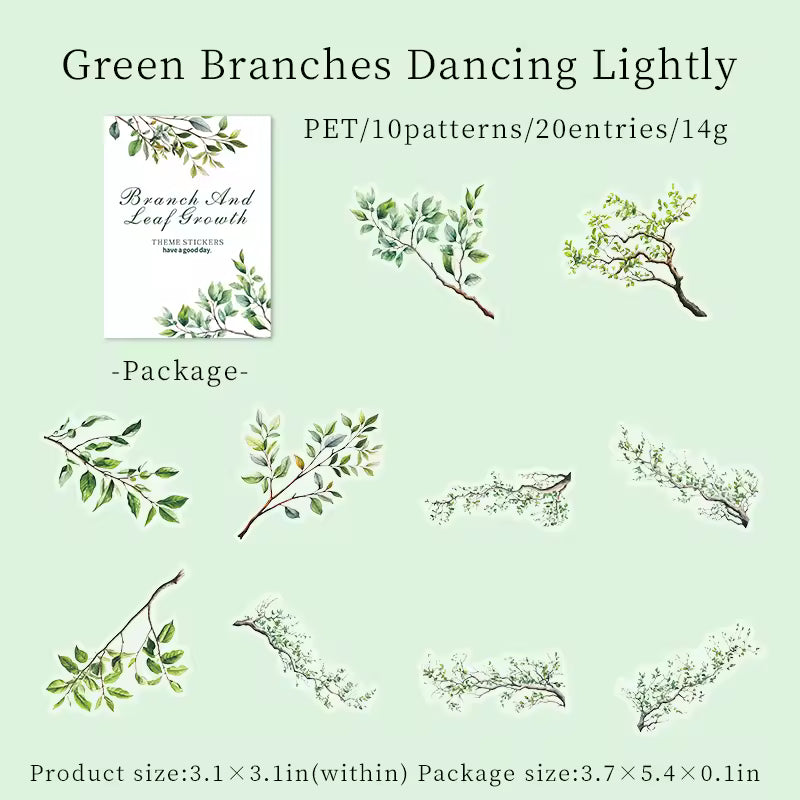 Painted Branches 20-Piece Transparent Sticker Pack