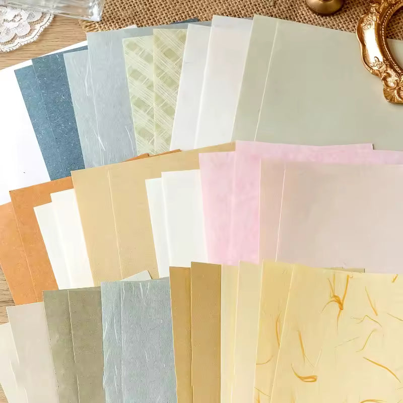 Textured paper sheets fanned out
