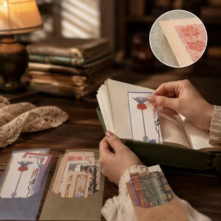 Library spine stickers applied to a journal page