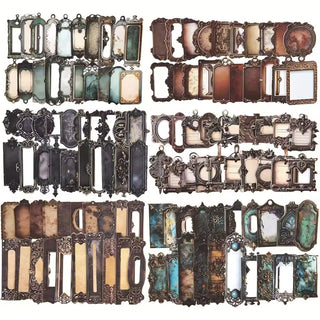 Vintage frame and label ephemera paper set, full sheet layout