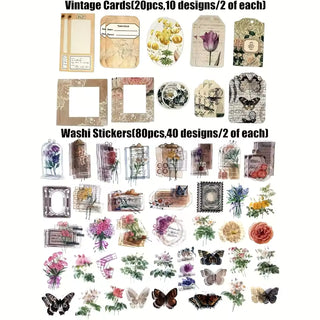 Floral and butterfly ephemera kit vintage paper designs