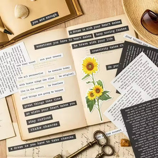 Vintage quote stickers on planner spread
