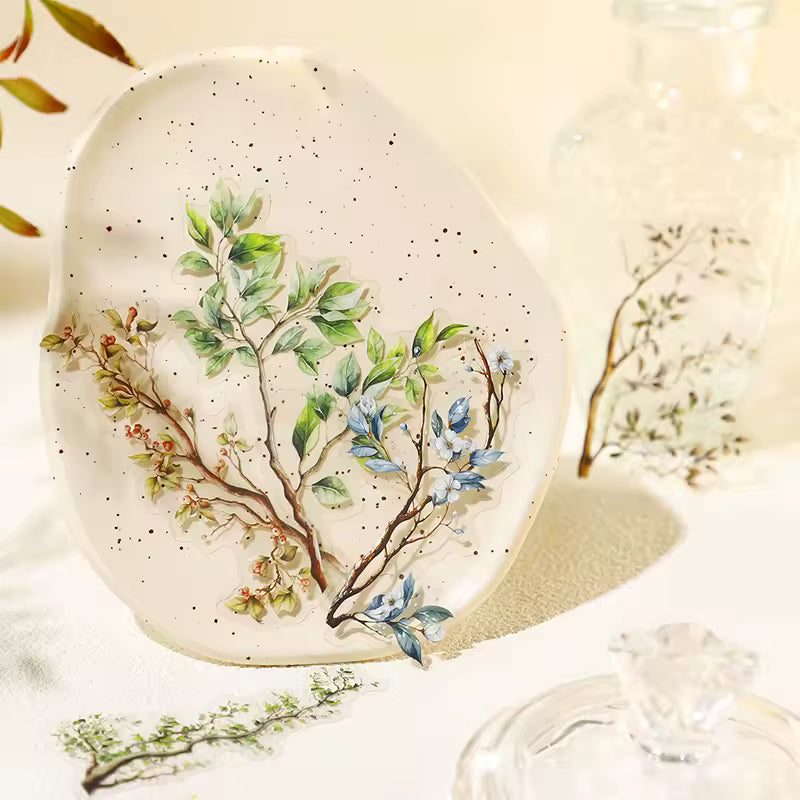 Painted Branches 20-Piece Transparent Sticker Pack