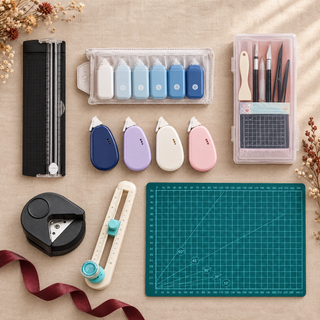 Complete Tool Set flat lay with dried flowers and ribbon styling