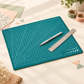 Cutting Mat Workbench - angled with craft knife and ruler