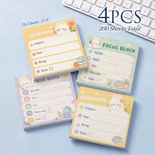 Four Homework and Focus planning pads