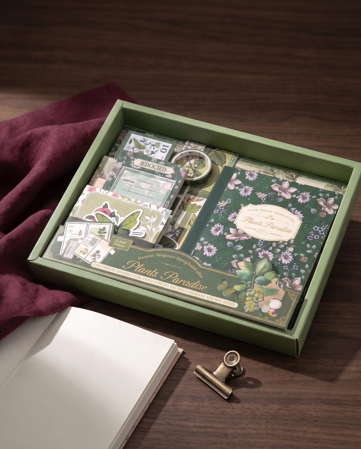 Household Press botanical journal set on a walnut desk