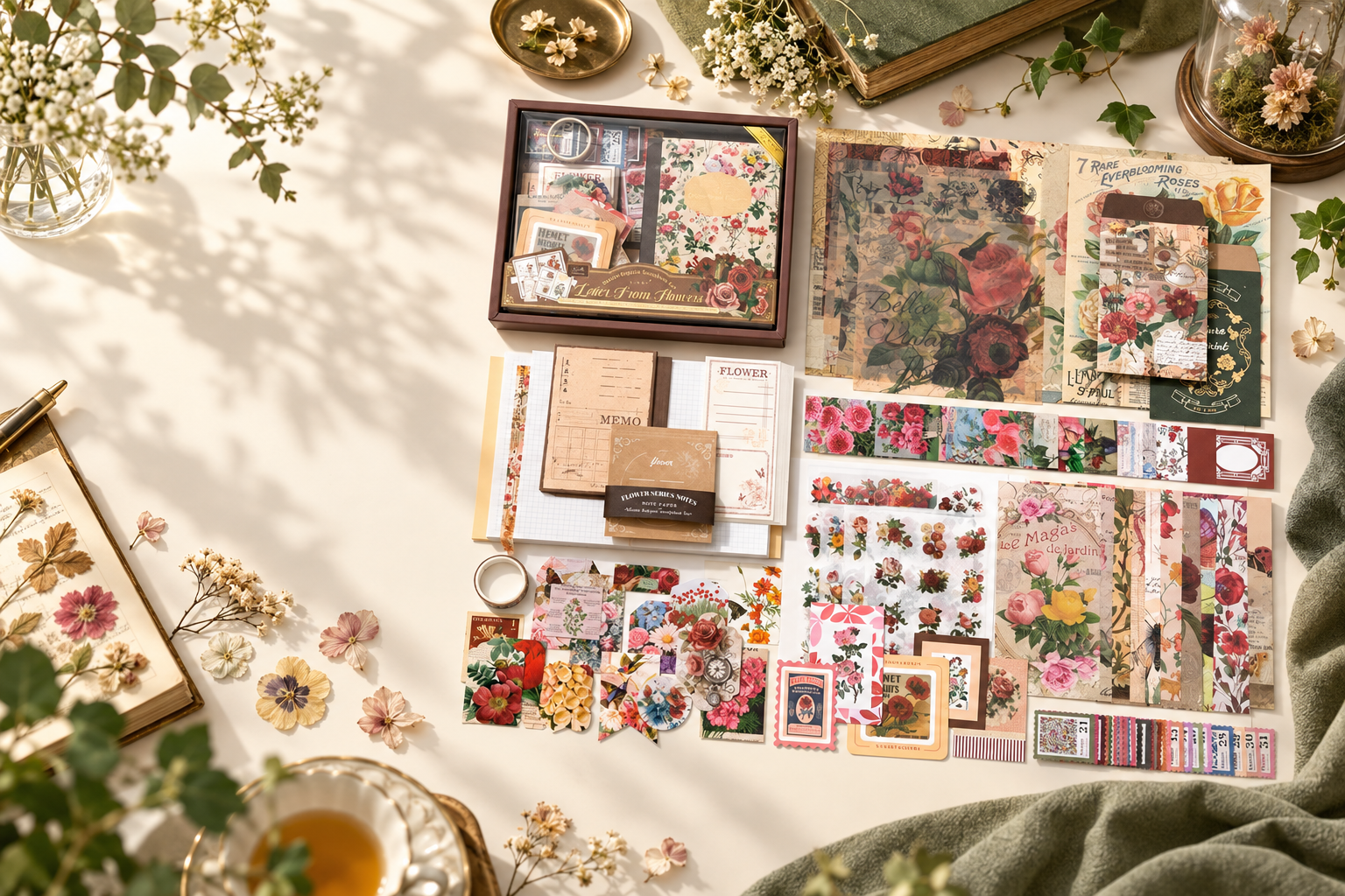 Letters from the Garden 154-Piece Journaling Set styled lifestyle scene