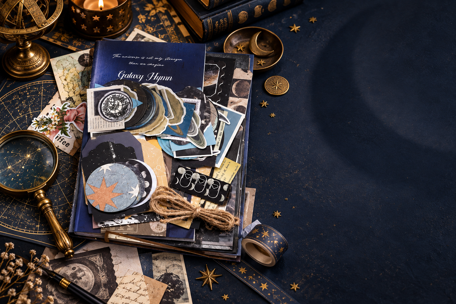 Cosmic Mystery Astronomy Journaling Set styled lifestyle scene