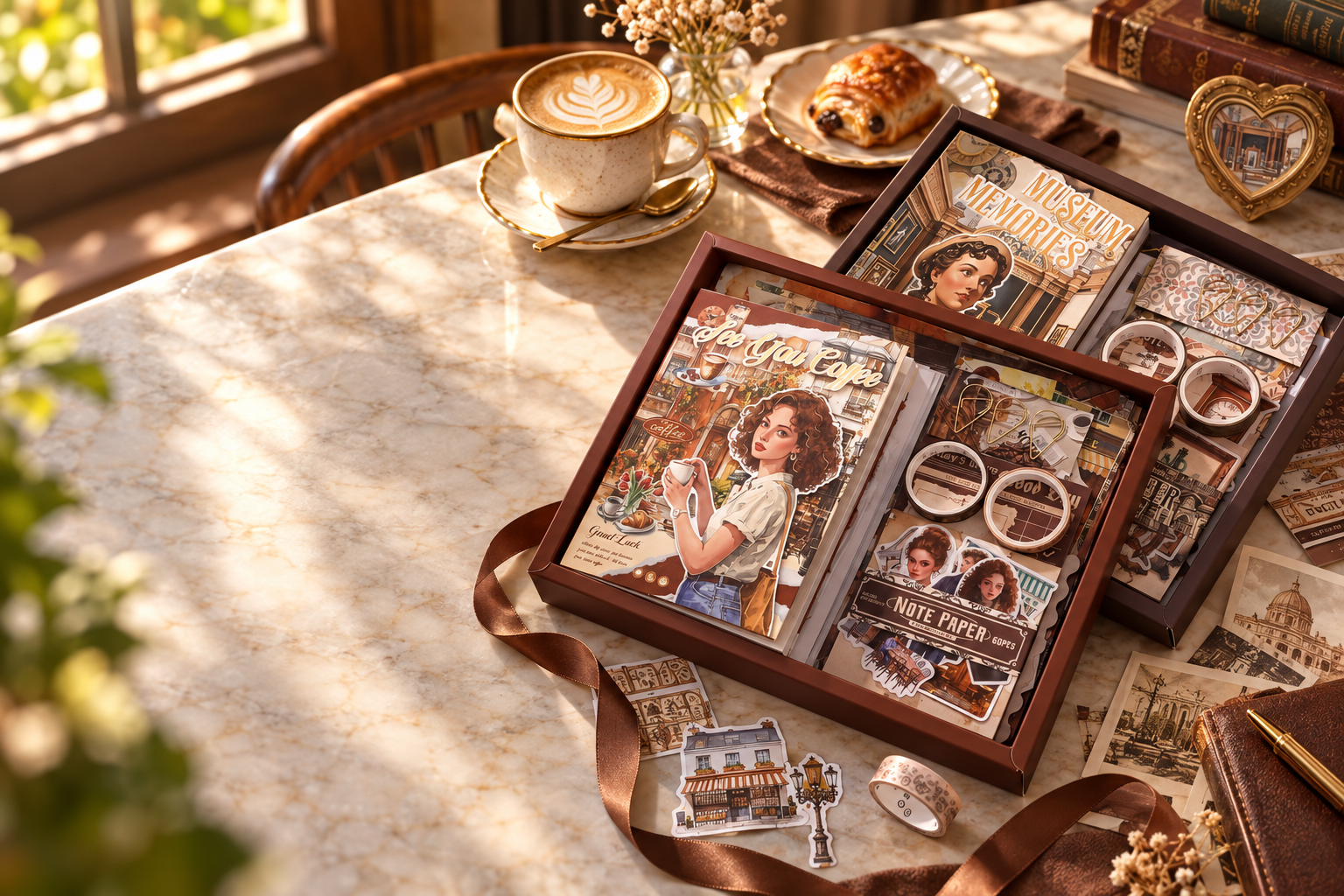 Coffeehouse & Museum 147-Piece Journaling Set styled lifestyle scene