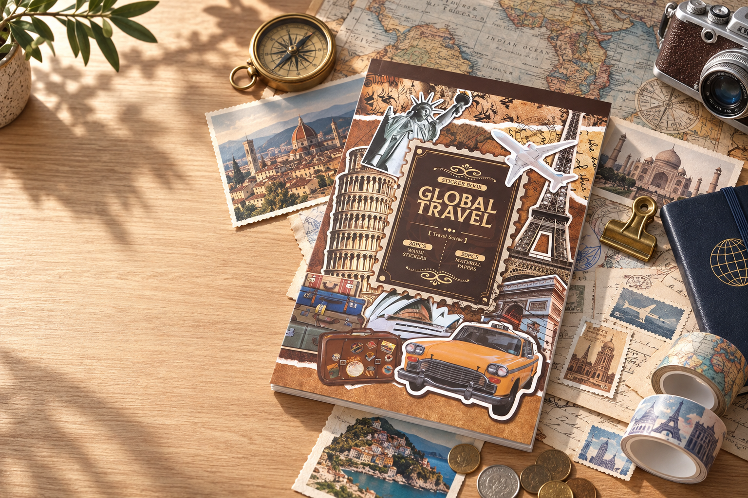 Wanderlust World Travel Journaling Set styled lifestyle scene